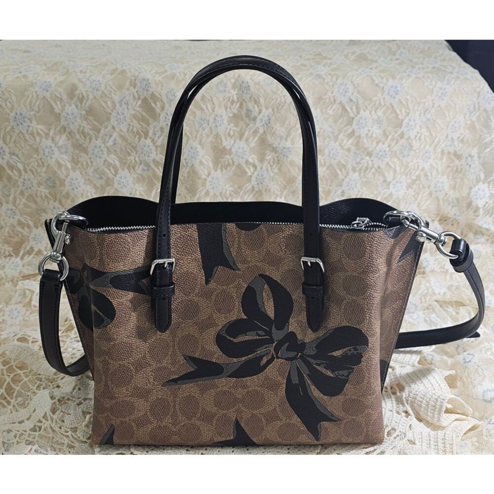 COACH Mollie Tote Bag 25 in Signature Canvas with Bow Print - Picture 2 of 8